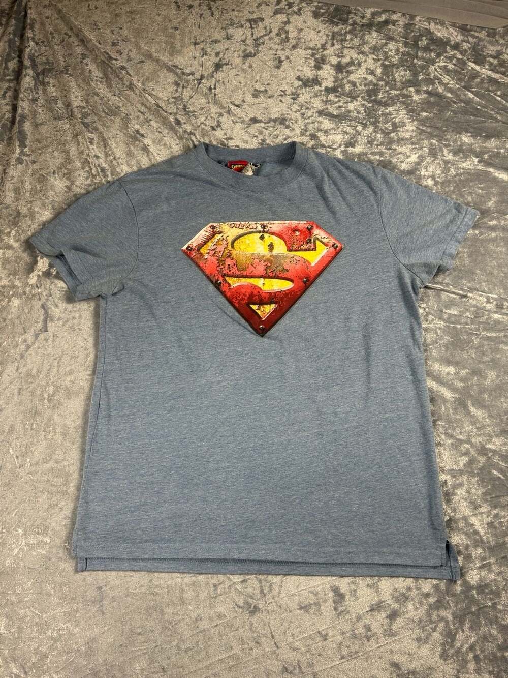 Superman Distressed Shield Logo Graphic Crewneck Sleepwear T-Shirt
